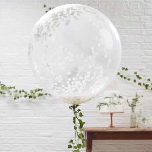 3 Globos Gigantes Confeti Blancos
