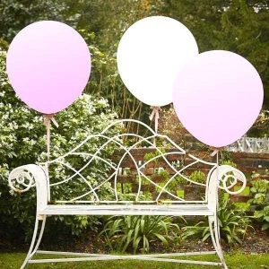 3 Globos Gigantes blanco y rosa